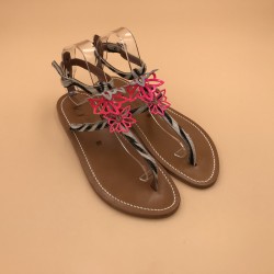 HELIOTROP Printed Zebra and Neon Patent Pink Leather - 40