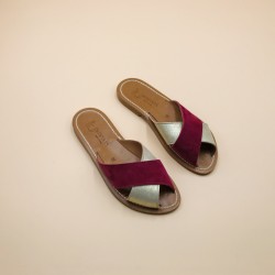 XANDAR Nubuck Burdeo Velours Metal Doré 38