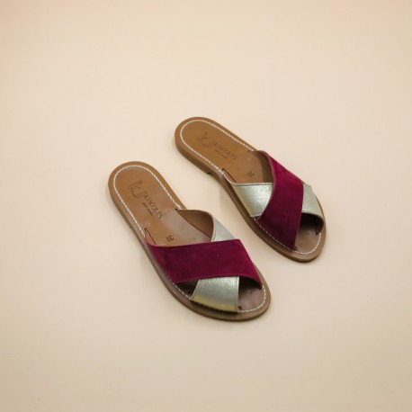 XANDAR Nubuck Burdeo Velours Metal Doré 38