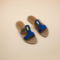 RHEA Velours French Blue Métal Or jaune - 38