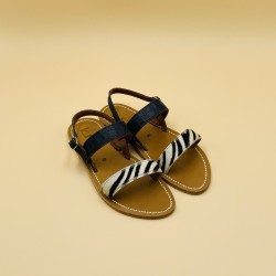 BARIGOULE Printed Zebra Tiles Black Leather - 41